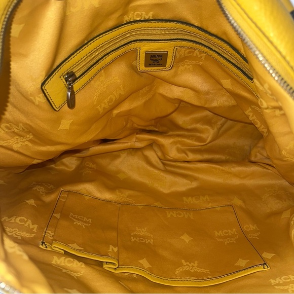 MCM Yellow Leather Silver Studded Zip Satchel/Handbag!! RARE!! ☀️💛 - Picture 11 of 16